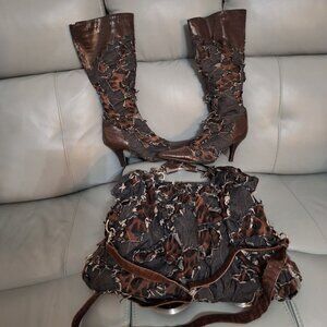 Jean boots & matching purse